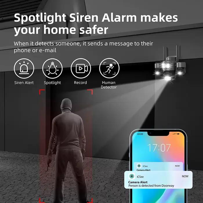 Caméra de sécurité 15MP iCsee écrans 3 HD suivi automatique WiFi