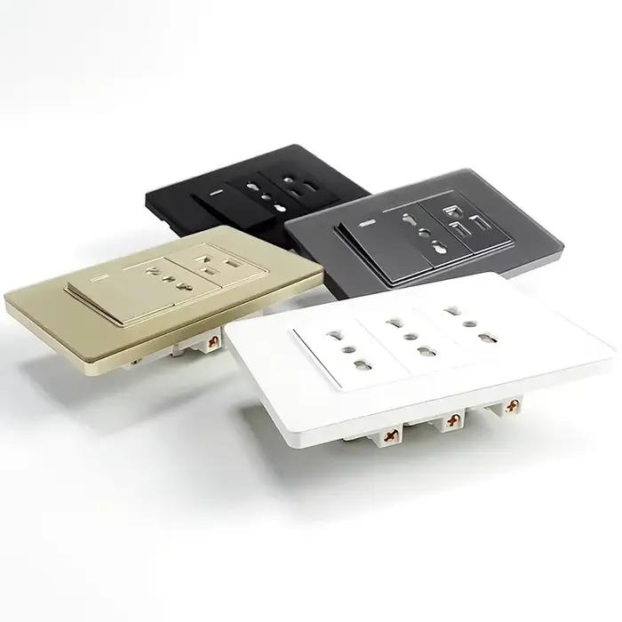  Prise murale ModernSeries avec USB-C PD 3.0 - Design Schuko Italie/Chile et panneau en verre trempé anti-empreintes