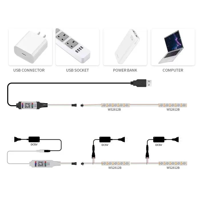 WS2811 WS2812 Bluetooth RGBIC LED Contrôleur 2.4G 24 prédire Télécommande Bluetooth Andrea For WS281