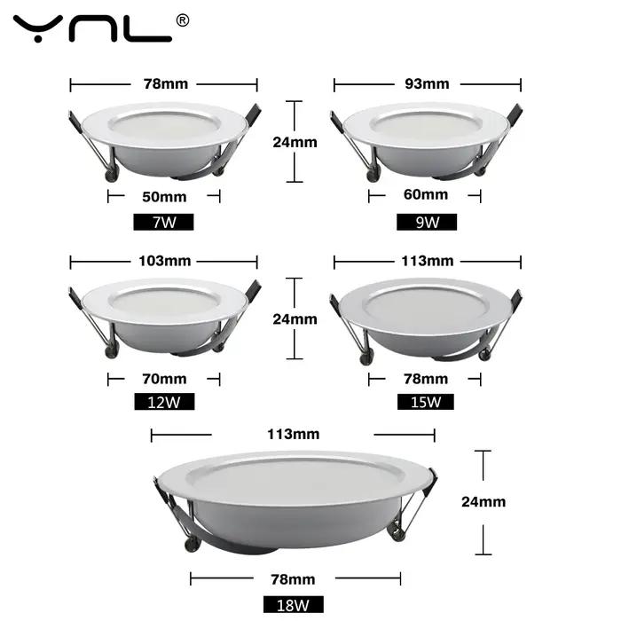7W 9W 12W 15W 18W Spot LED Downlight AC 220V 240V étanche blanc chaud blanc froid cuisine ronde lamp