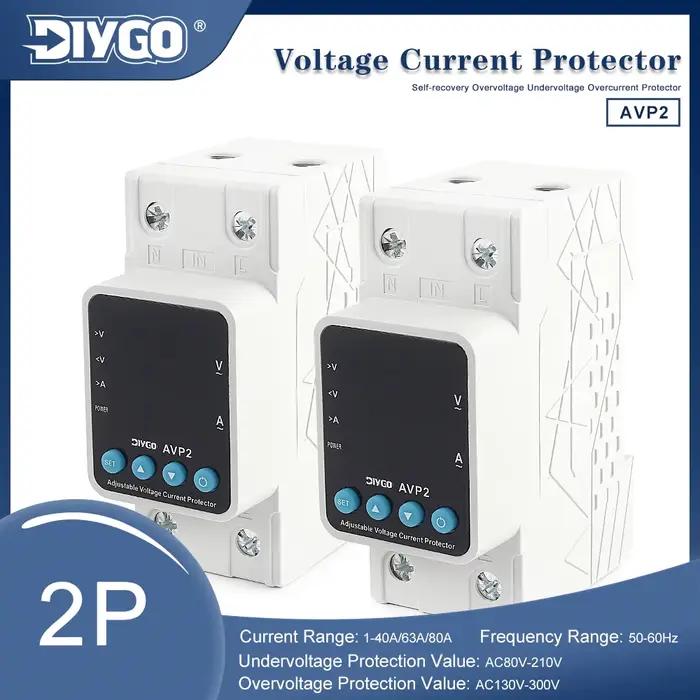 Protecteur de surtension et de sous-tension réglable AVP2 2P avec récupération automatique, protecti
