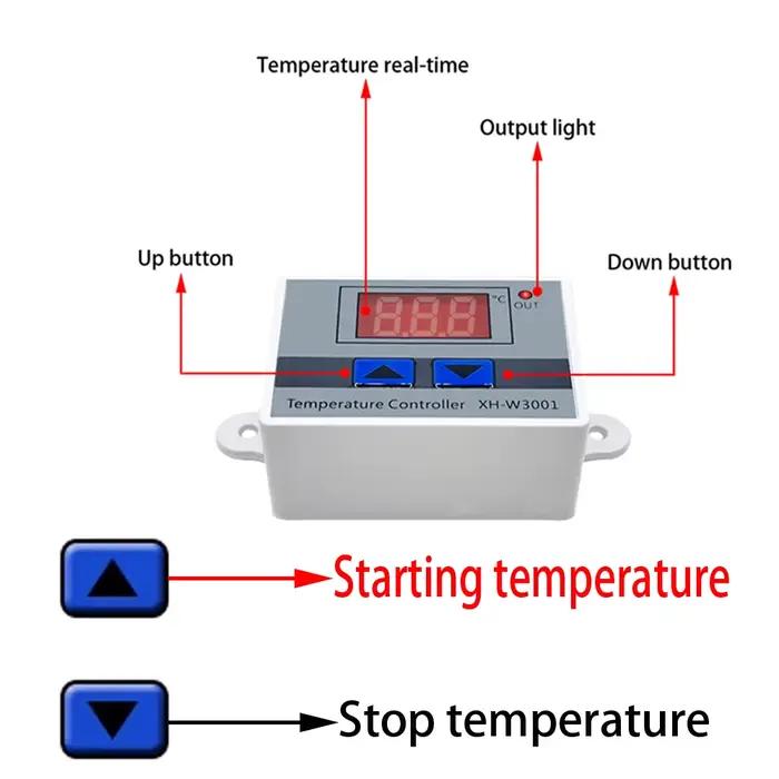 W3001 contrôle numérique température micro-ordinateur Thermostat interrupteur thermomètre nouveau thermorégulateur 12/24/220V