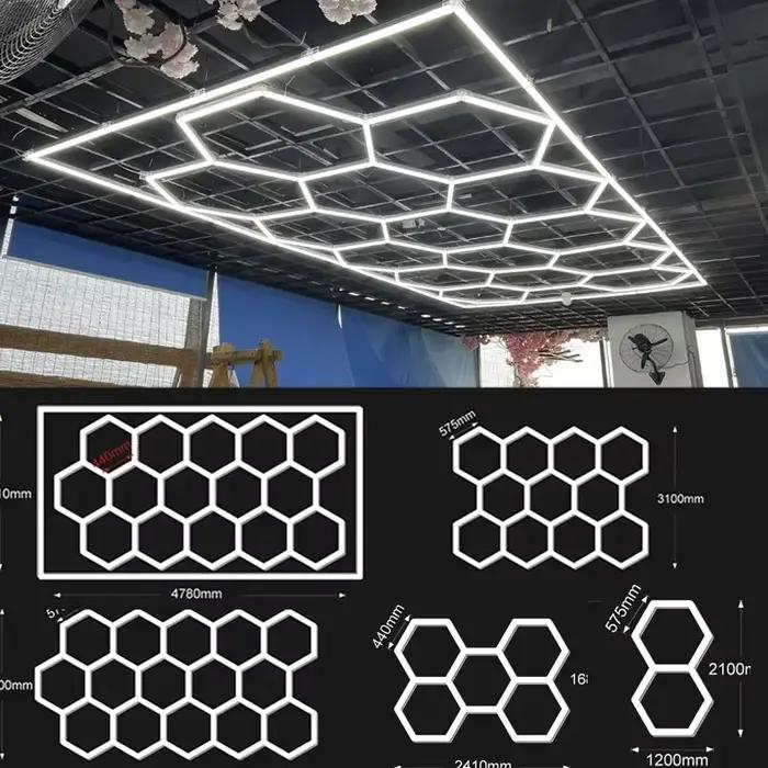 Lampe à LED hexagonale en accent d'abeille pour garage tube d'éclairage plafond réparation carrosserie automobile atelier tension 110V 240V lumière blanche beige blanc froid bleu gris foncé jaune orange rouge blanc chaud modifiable vert