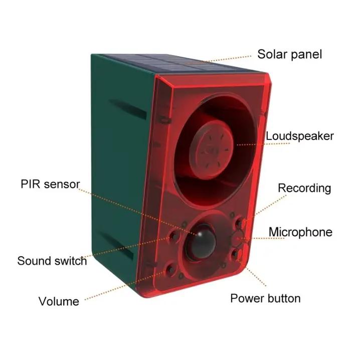 Alarme de capteur de mouvement solaire extérieur avec télécommande 129DB avec détecteur