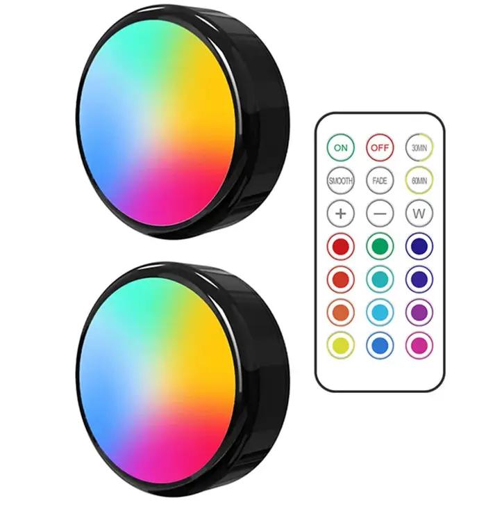LED rondelle lumières Dimmable RGBW 13 couleurs cuisine couloir placard armoire
