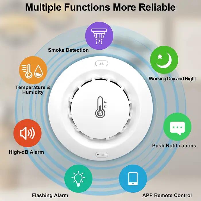 Détecteur de fumée intelligent avec notification à distance pour maison et entreprise sécurité incendie et protection incendie système de sécurité moderne
