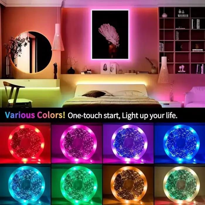 BANDE LED RGB 1-30M/100FT 5050 CONTRÔLE WIFI SYCHRONISATION MUSICALE INTÉRIEUR SOIREE ANNEE FETE ANNUAIRE OCCASIONNAL