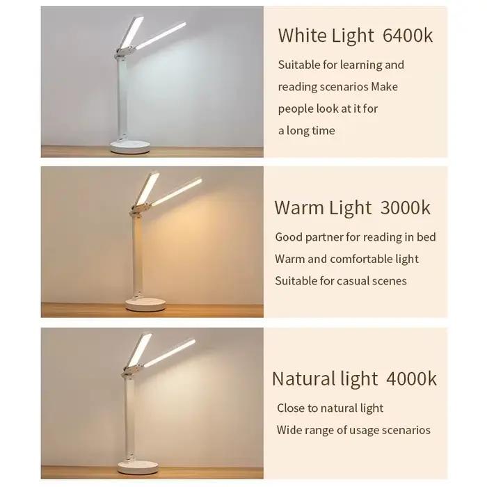 Lampe de bureau LED 3 niveaux Dimmable tactile veilleuse USB Rechargeable Protection des yeux lampe