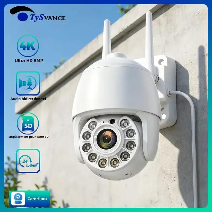 Caméra IP dôme PTZ 4K 8MP 5MP 2MP, vidéo de sécurité domestique intelligente, WiFi, détection AI, co