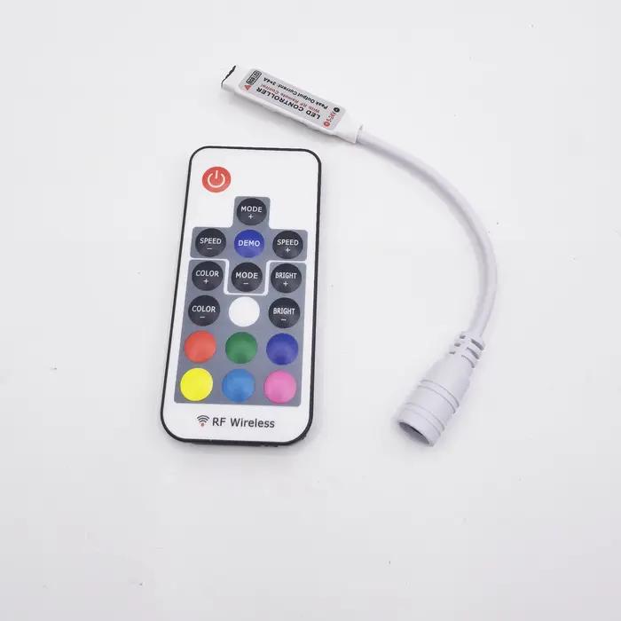 Mini télécommande de gradation LED sans fil RF à 17 touches pour bandes de couleur RGB 5050/3528/573