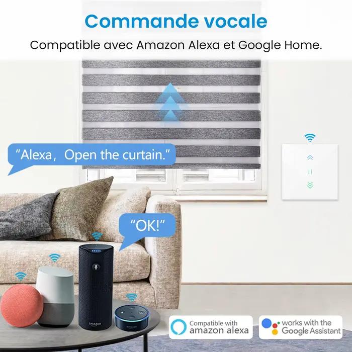 Rideau volet roulant WiFi stores interrupteur rétro-éclairage moteur tubulaire Tuya Smart Life App Google Home Alexa