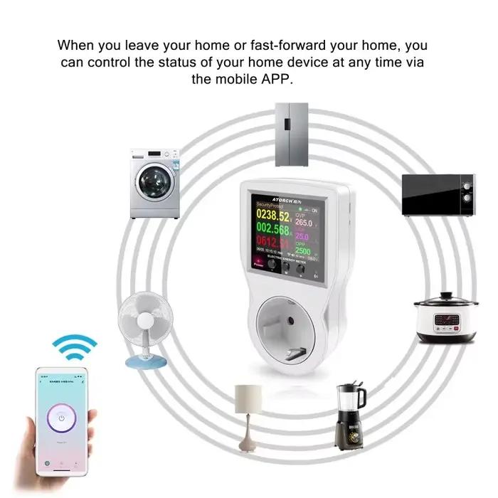 265V 16A Tuya WIFI prise intelligente wattmètre numérique consommation d'électricité puissance Kwh avec interrupteur