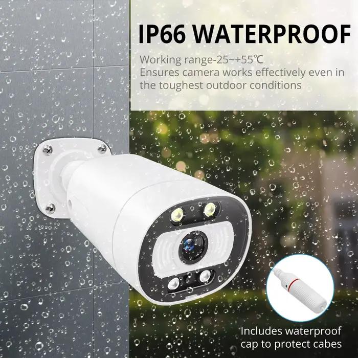 Caméra H.265 4K AI POE pour extérieur avec détection humaine, communication bidirectionnelle et résistance aux intempéries pour sécurité maison et entreprise