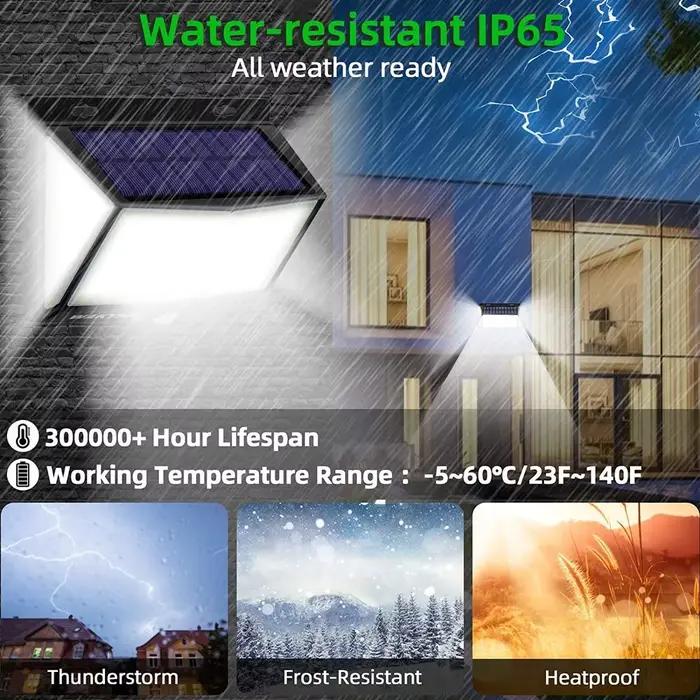 4 pièces 468 LED lampe à LED solaire lumière solaire extérieure avec capteur de mouvement appliques
