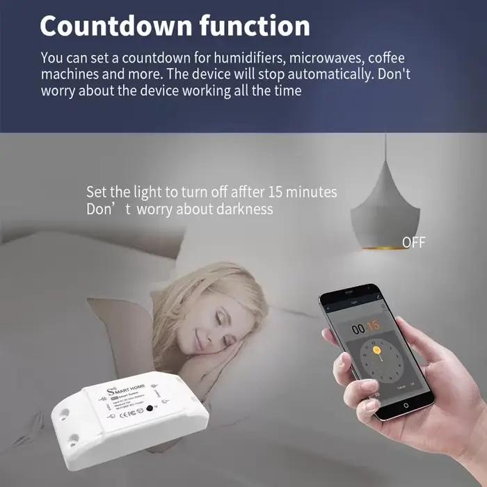 Commutateur domotique WiFi sans fil module contrôleur lumière LED intelligent 10A avec cuivre pour Google Home Alexa et Tuya Smart