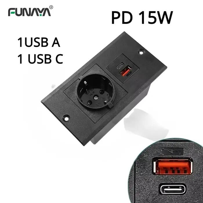 Prises d'alimentation de table cachées, norme européenne, 1 USB, 1 type, meubles de bureau intégrés