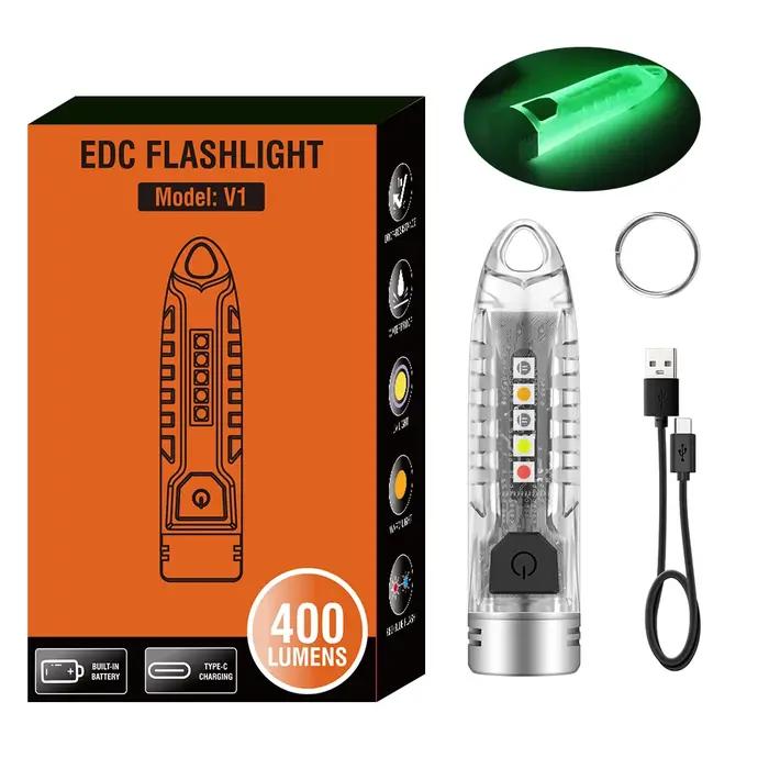 Lampe de poche BORUiT V1 rechargeable et étanche pour camping, randonnée et sécurité nocturne porte-clés avec ampoules LED supérieures à 350 lumens