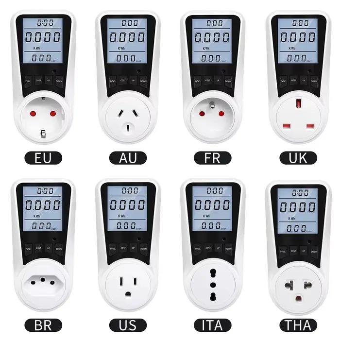 Wattmètre numérique 220V AC EU pour la surveillance de la consommation électrique, analyseur de puissance pour ménages et professionnels, prise de puissance Kwh, test d'énergie, compteur de consommation électrique