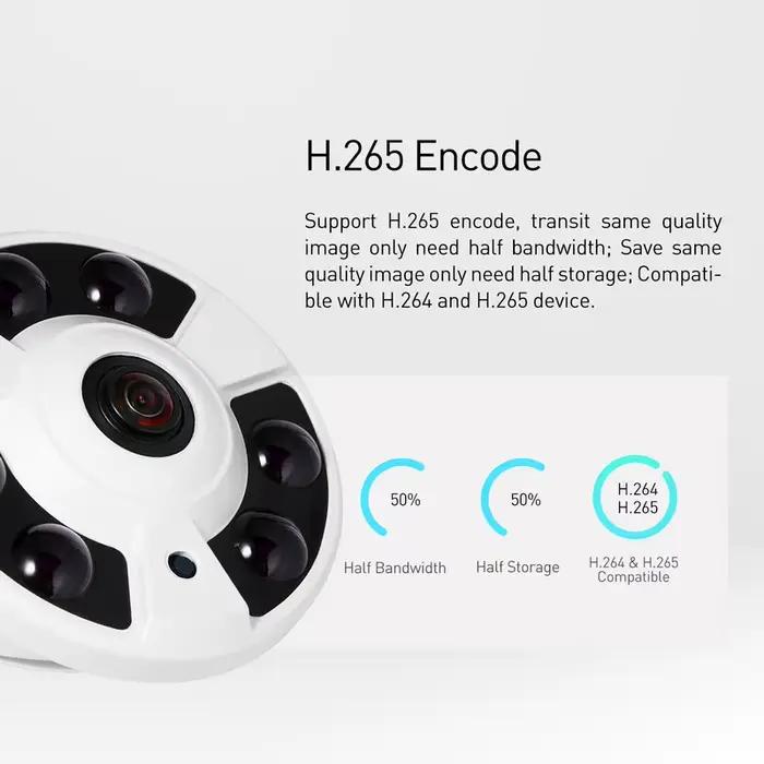 H.265 HD 5MP caméra IP panoramique Fisheye 1620P/1080P tableau LED IR Vision nocturne sécurité CCTV système