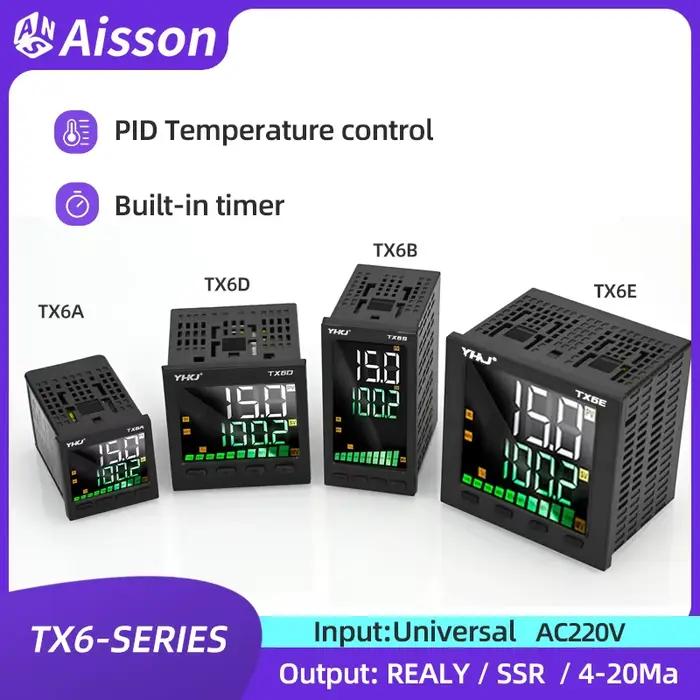 Contrôleur de Température TX6 avec Minuterie, Thermostat Numérique Programmable PID, Sortie Relais/SSR/4-20mA, Entrée K/E/PT100 AC220V pour Utilisation Industrielle Occasions Spéciales