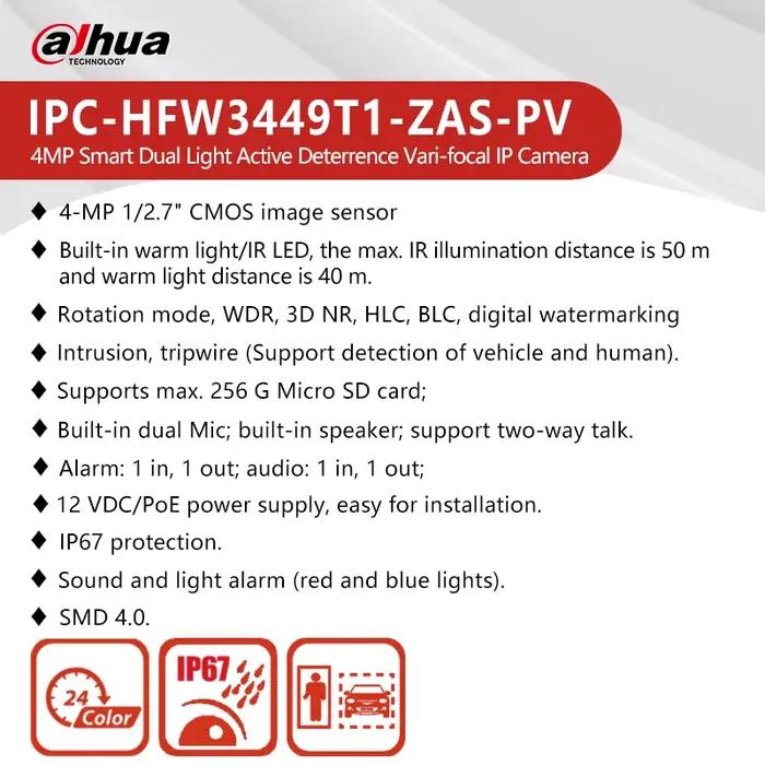 Dahua 4MP 8MP double lumière caméra IP Varifocal 2 voies parler humain détecter
