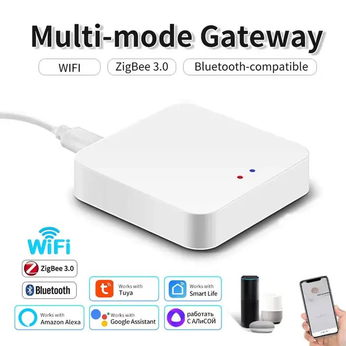 Passerelle Multimode Domotique Intelligente Zigbee 3.0 Hub Wi-Fi Bluetooth Commande Vocale Compatible Alexa Google Home Pour Maison Intelligente Occasions Spéciales