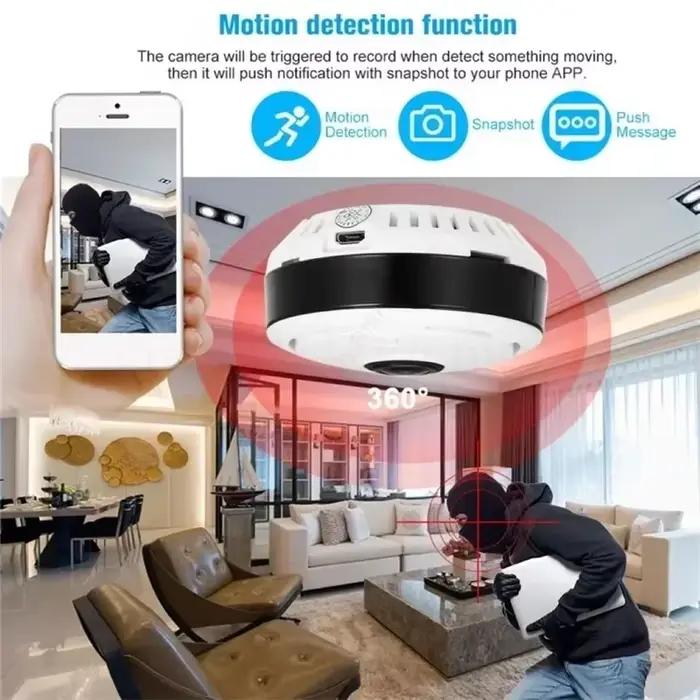 Petite caméra de surveillance Wifi 360 ° Visiophone IP vocal bidirectionnel à vue panoramique