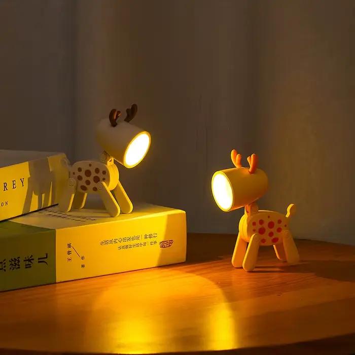 Mini veilleuses Led pliante lampe de bureau dessin animé mignon chien de compagnie cerf forme veille