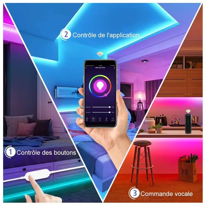 Intelligent A MENÉ LA Lumière De Bande 20M RVB 5050 Ruban Flexible DC12V Lumières LED 5M 10M 15M Fonctionne Avec Alexa