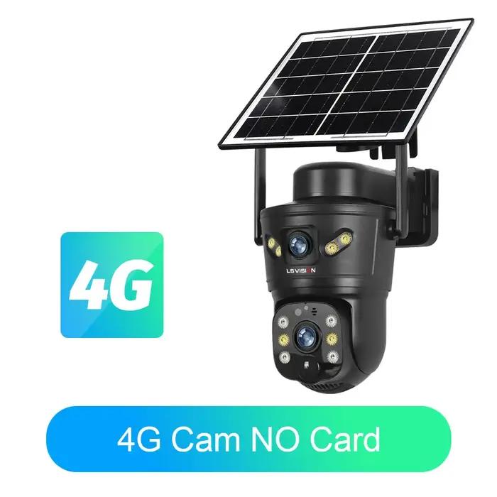 Caméra de surveillance LS VISION 8MP avec technologie solaire, double écran et suivi PTZ pour la sécurité extérieure résistante à l'eau et à la poussière