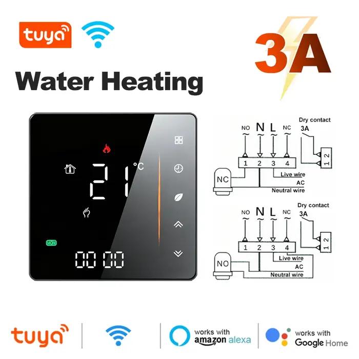 Thermostat Intelligent WiFi Compatible avec Tuya Google Pour Chauffage au Sol Électrique Chaudière à Gaz Contrôle de Température à Distance Programmation Hebdos Sécurité Anti-Gel