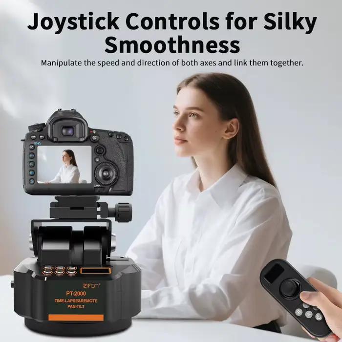 Tête de caméra électrique PT2000 réglable sur 3 axes avec télécommande sans fil pour appareils photo réflex numériques hybrides et professionnels occassions de voyage et événements