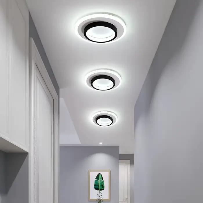 LED allée plafonniers trois couleurs lampe moderne LED plafond lustre balcon entrée escalier décor à la maison