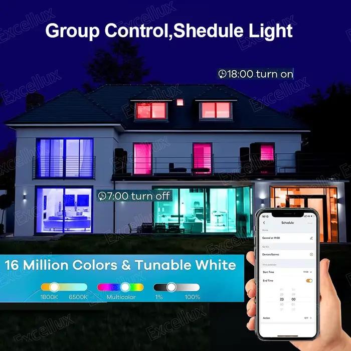Tuya E27 lampe à LED App contrôle Bluetooth/WiFi ampoule LED 15W RGB CW WW