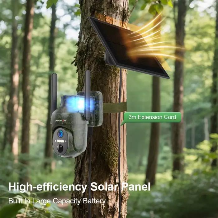 LS VISION 4G caméra de sécurité solaire extérieure 4MP WiFi détection humaine/animal IP66