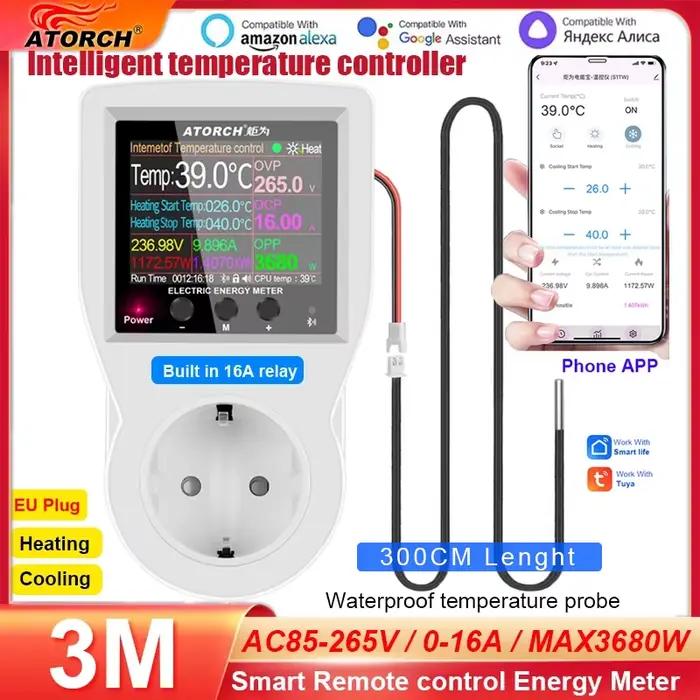 16A AC220V Tuya WIFI Thermostat numérique prise incubateur régulateur de température avec minuterie interrupteur