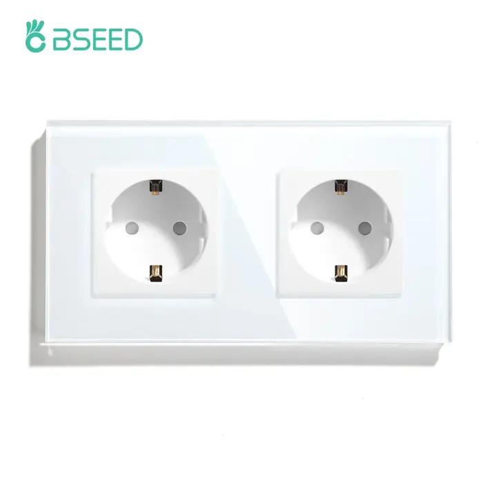 Prise murale électrique Bseed EU Russie 16A 4 couleurs verre trempé amélioration de l'habitat pour salon chambre cuisine salle de bain occasions spéciales
