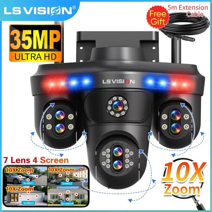 LS VISION 10X Zoom optique 4 écrans WiFi caméra IP 35MP extérieur