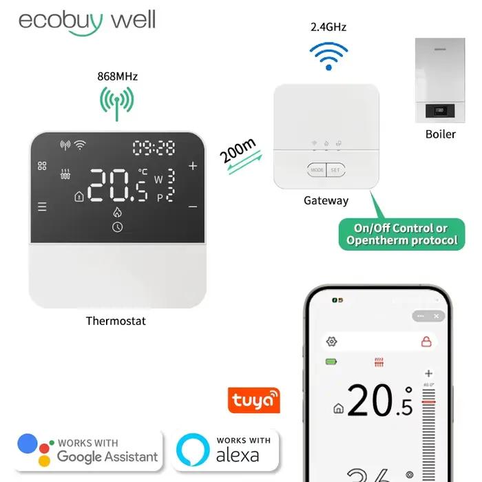 Thermostat Wifi Tuya sans fil pour chaudière à gaz