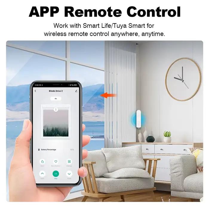 Moteur de rideau électrique intelligent Zigbee pour stores et volets roulants rechargeable compatible Alexa Google Home et Tuya avec télécommande