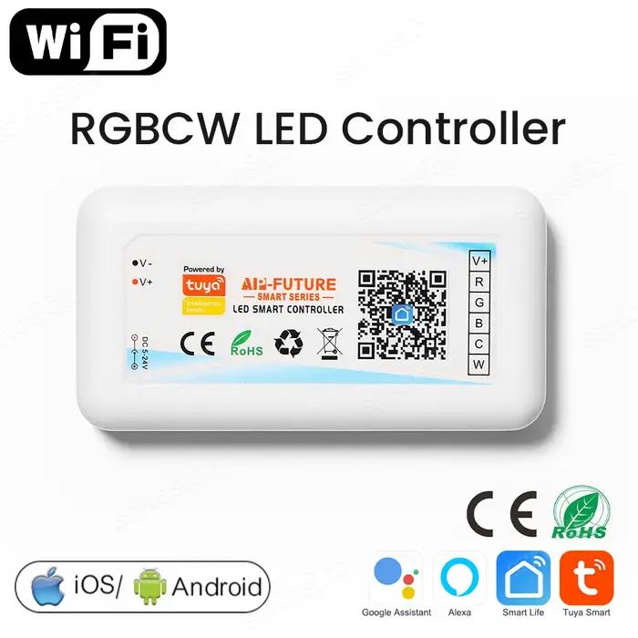 Contrôleur LED Intelligent Tuya WiFi DC5V-24V RGB/RGBW/RGBCCT Variateur de Couleur Unique Bande Télécommande Fonctionne avec Alexa Google Occasions Spéciales