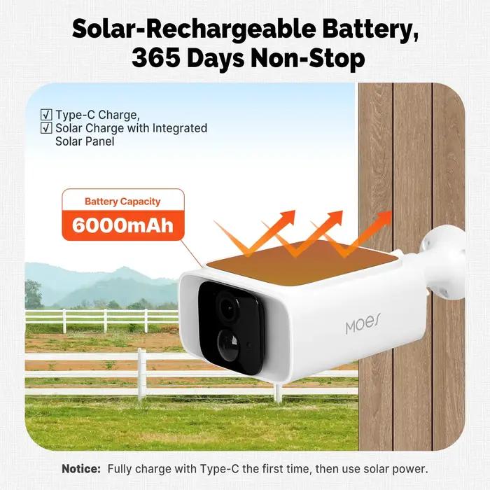  Caméra de sécurité solaire intelligente MOES