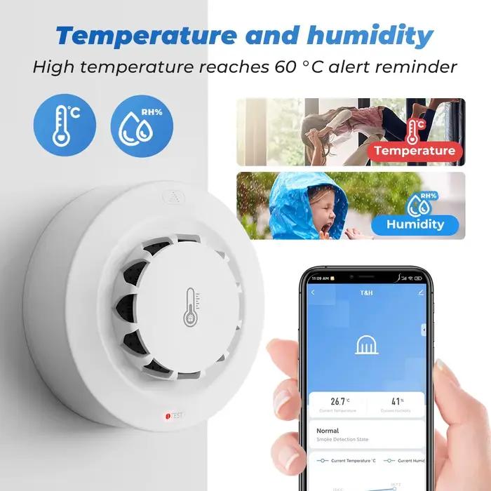 Détecteur de fumée intelligent avec notification à distance pour maison et entreprise sécurité incendie et protection incendie système de sécurité moderne
