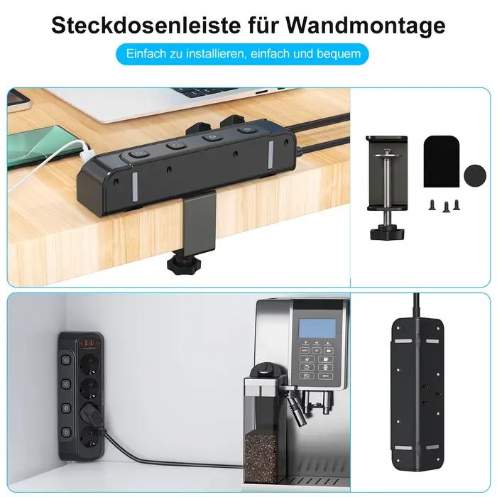 Multiprise HITRENDS EU avec interrupteurs individuels 4 prises AC 4 ports USB-C 20W pour bureau recharge rapide et contrôle d'énergie occasions spéciales
