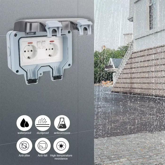 Double Prise Murale IP66 Résistante Aux Intempéries avec Ports USB pour Maison et Jardin Occasions Spéciales Utilisation Générale et Résidentielle
