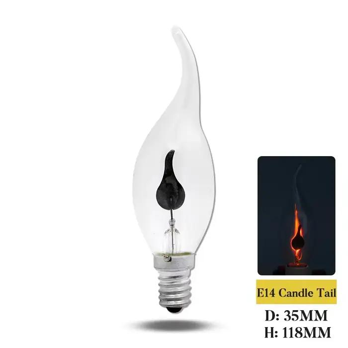 Ampoule LED E14 E27 Edison, 4 pièces, effet de flamme, AC220V, éclairage décoratif, Ampoule bougie,