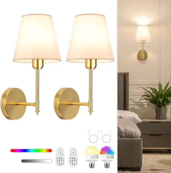 Sans fil rechargeable alimenté par batterie Wall Band 4000mah dimmable amovible ampoule et télécommande 15 couleurs sans fil applique murale pour chambre à coucher salon couloir décoration