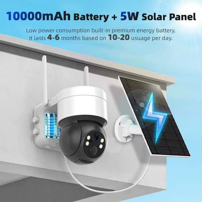 Tuya Smart Life APP 3MP WiFi batterie solaire suivi automatique de mouvement PIR Surveillance sécurité extérieure PTZ couleur caméra de Vision nocturne