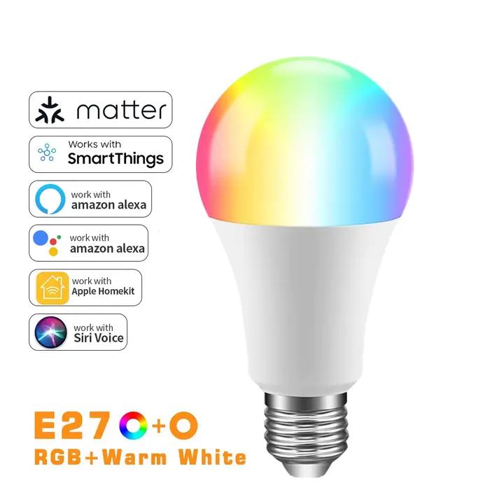 Matter Apple Homekit WiFI Smart RGB + ampoule blanche SmartThings APP contrôle prise en charge Siri Google Home Alexa Assistant vocal
