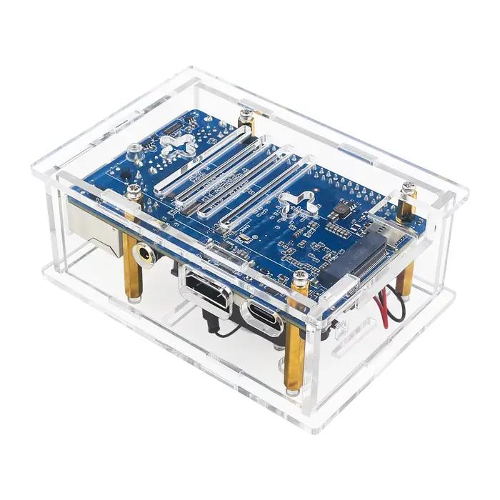 Boitier en acrylique transparent pour Orange Pi 4 Pro avec options de refroidissement ventilateur et dissipateur thermique pour bureau moderne et élégant occasions spéciales